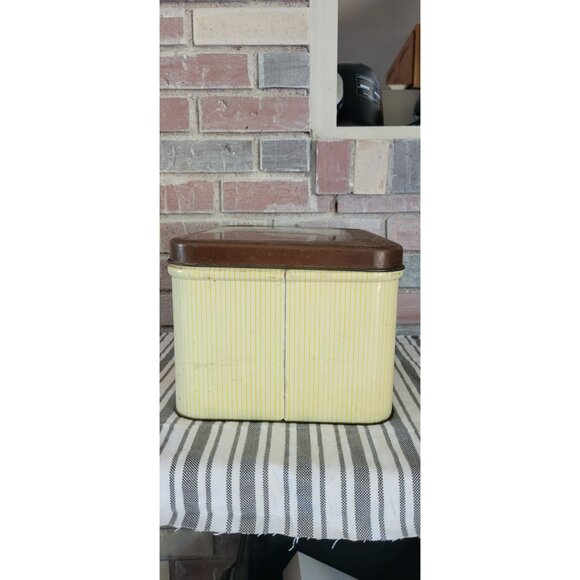 Vintage 1970s Metal Bread Box With Hinged Lid Fall Harvest Pumpkin Corn Graphics - Picture 4 of 10